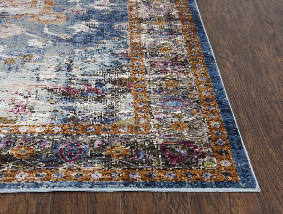 3x5 Rizzy Rugs Blue Floral Petals Blossoms Door Mat PRI102 - Aprx 3' 11" x 5' 6" - Image 4 of 4