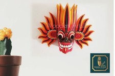 Hand carved Sri Lankan traditional wooden devil mask wall d cor art Gift 10"