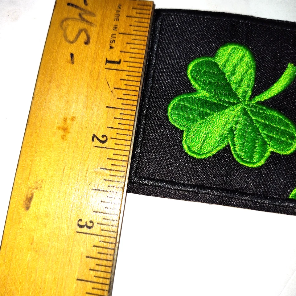 Irish Shamrock Clover Embroidered Iron-On Patches – Military Style Set of 3 4" - Image 4 of 4
