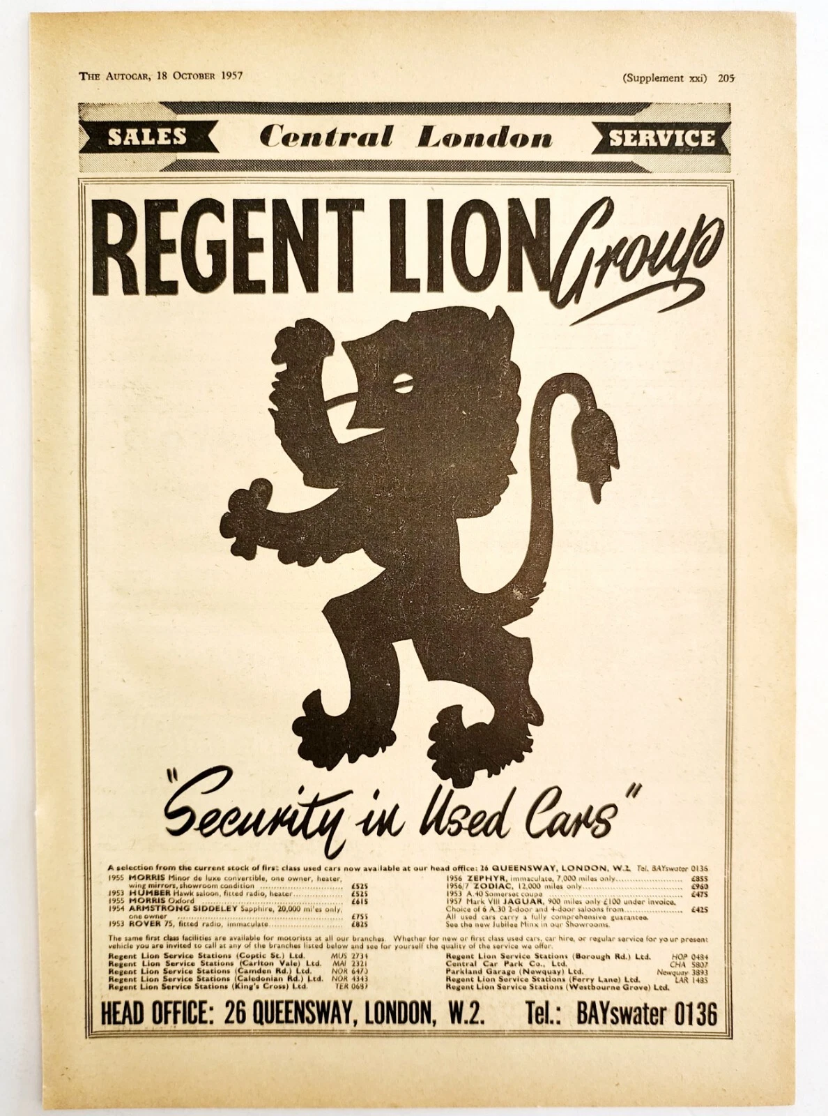  1957 regent lion carros usados anúncio de importação de londres autocar automobilia dwpp1 