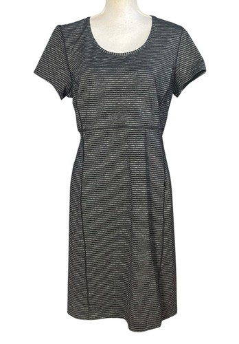 Duluth Trading Noga Dress Size Large Short Sleeves Gray Stripe Casual Classic - Picture 6 of 6