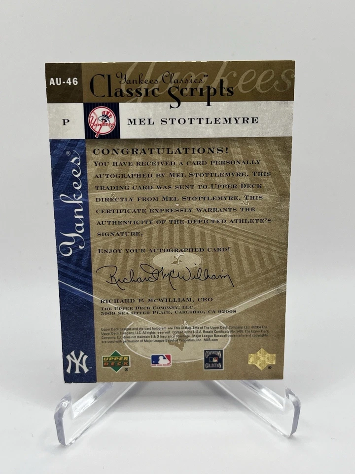 2004 Upper Deck Yankees Classics - Classic Scripts Mel Stottlemyre #AU-46 (AU) - Image 2 of 3