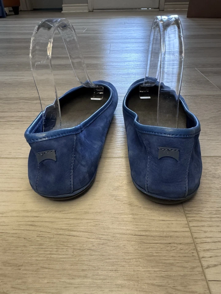 Camper Right Nina 鞋美国 8.5 码女式 EU 39 芭蕾平底鞋蓝色柔软麂皮绒 — 第 4/4 张图片