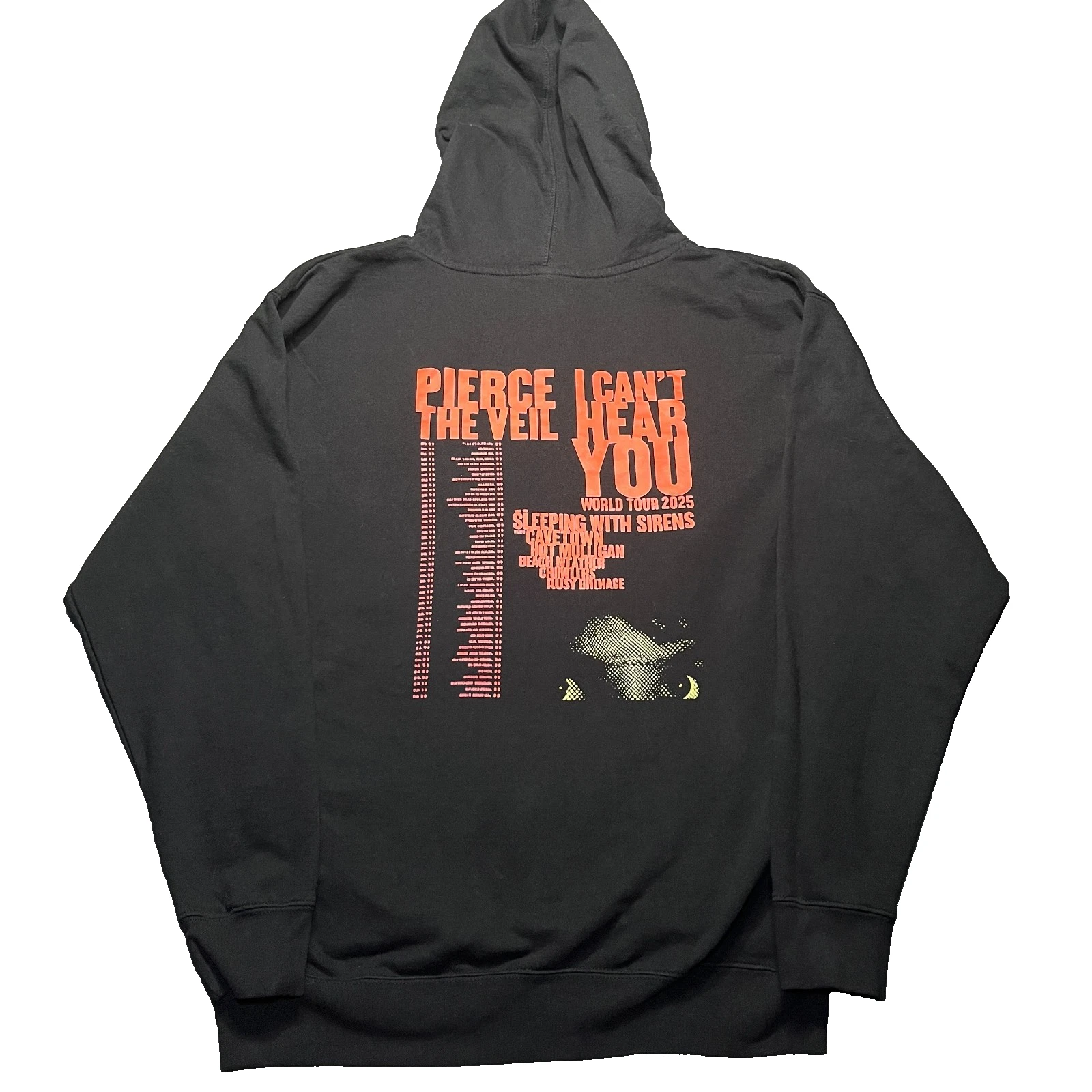Pierce The Veil Hoodie Sz Large Pullover Black I Can’t Hear You Tour 2025 Hooded
