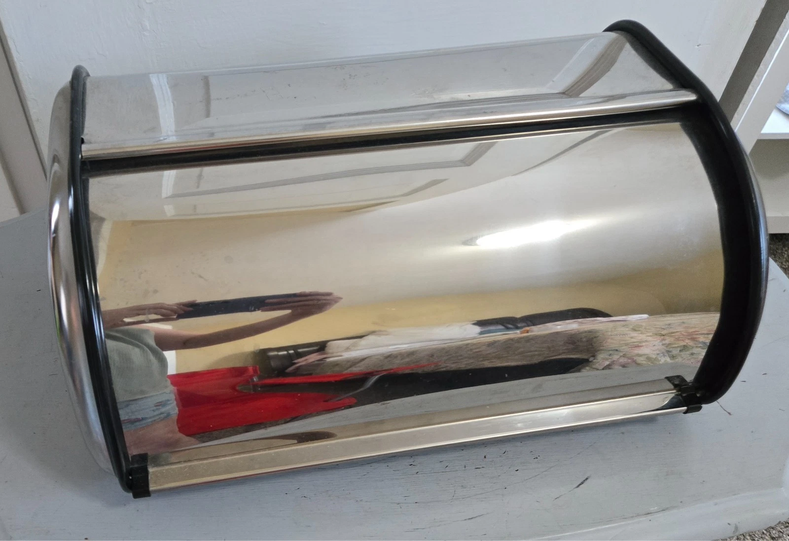stainless steel roll-top bread box,