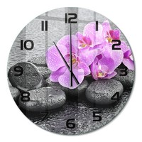 Runde Wanduhr Mit FließEnden Zeigern Orchideen-Steine Schwarze Zeiger Fi60 Cm