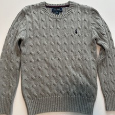POLO RALPH LAUREN Boys Cable Knit Sweater Big Kids Size 8 Small Grey
