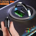 100W Fast Car Charger USB C PD3.0 Mini Metal Adapter iPhone Android 12V