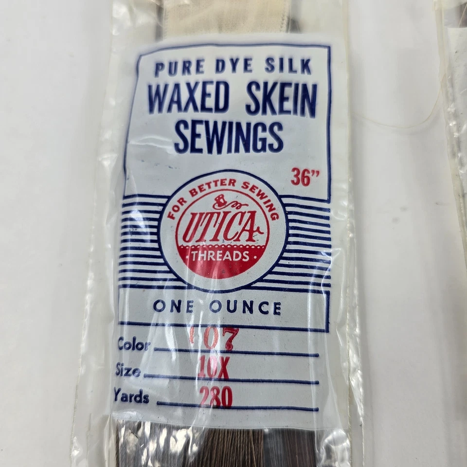 Lot 3 Vintage Utica Pure Dye Silk Waxed Skein Sewings Threads Brown Black - Image 2 of 4