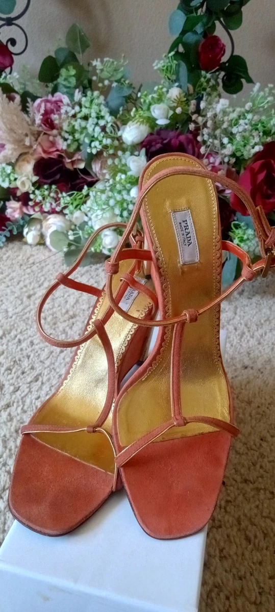 PRADA PATENT LEATHER STRAPPY OPEN TOE SHOES HIGH HEELS SZ 6 (36
