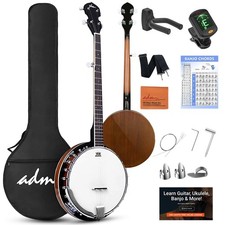 Banjo 5 String Full Size Banjoes Set, 38 Inch Beginner Banjo Kit with Resonat...