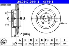 2x Bremsscheibe belüftet 24.0117-0111.1 ATE für SUBARU OUTBACK LEGACY VI LEVORG