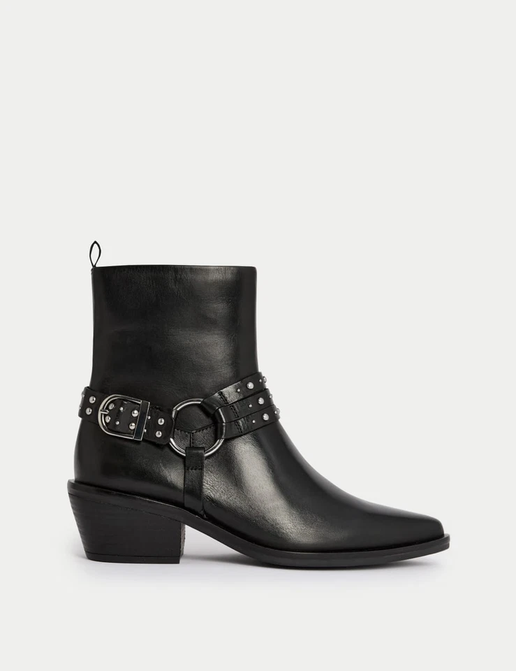 Marks & Spencer Womens Black Leather Ankle Boots - M&S