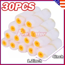 30 Rolls 4" inch Mini Paint Roller Covers Refill Soft Woven Gold Stripe 1/2" Nap