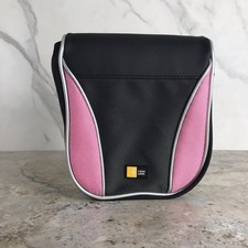 VINTAGE CASE LOGIC BLACK PINK CD DVD ZIPPER CARRYING CASE - HOLDS 32 CDs