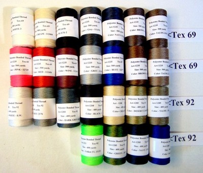 Superior Bonded Polyester Thread of Tex 69 and Tex 92 in Spools of 50 to 500 yds