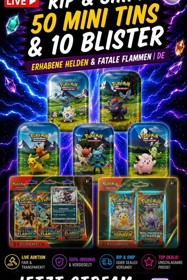 RIP & SHIP: 50 Erhabene Helden Mini Tins & 10 Fatale Flammen Blister | DE