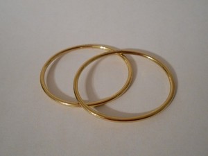 Authentic Jenny Bird Dane 14kt Gold Plated 7" Thin Bangle Bracelet Set of 2