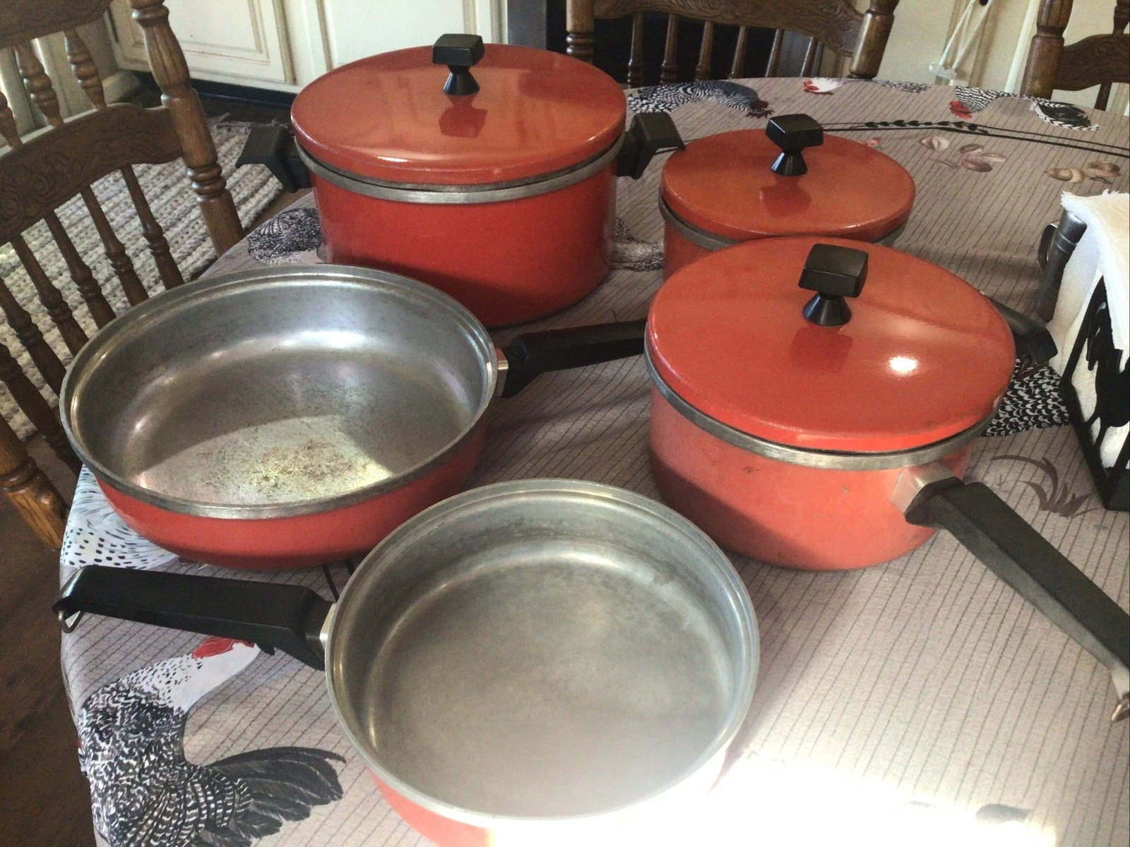 Vintage 8 Piece Set Of Sears Roebuck Pots & Pans W/3 Lids Set Red Orange -read
Opens in a new window