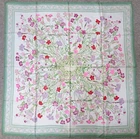 HERMES "OEillets sauvages et autres Caryophyllees" Green 100% Silk Scarf #64225