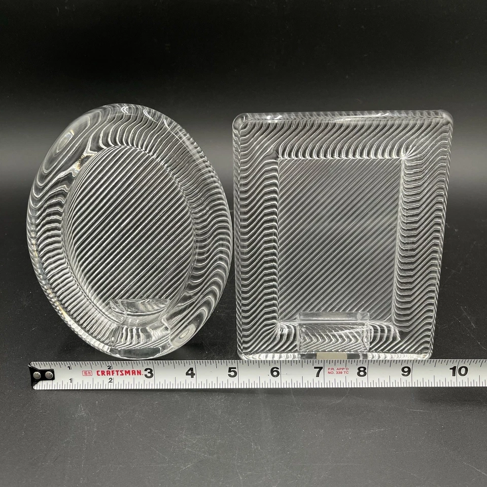 Set of 2 Vintage MIKASA Art Deco Picture Frame Crystal Ribbed Rectangle & Oval - Image 4 of 4