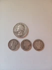 Lot of US Coins 1 Silver Quarter 3 Silver Dimes 90% Silver Coins