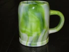 Green & White Slag Glass Mug - Houze Depression Era?