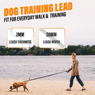 Correa de entrenamiento para perros extra larga con asa acolchada de 9 metros.