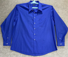 Arrow 1851 Poplins Long Sleeve Button Down Shirt Blue XXL 18.5 N 36-37 W/Pocket