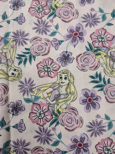 32 In Disney Rapunzel Floral On Pink Woven Cotton Fabric - Picture 2 of 7