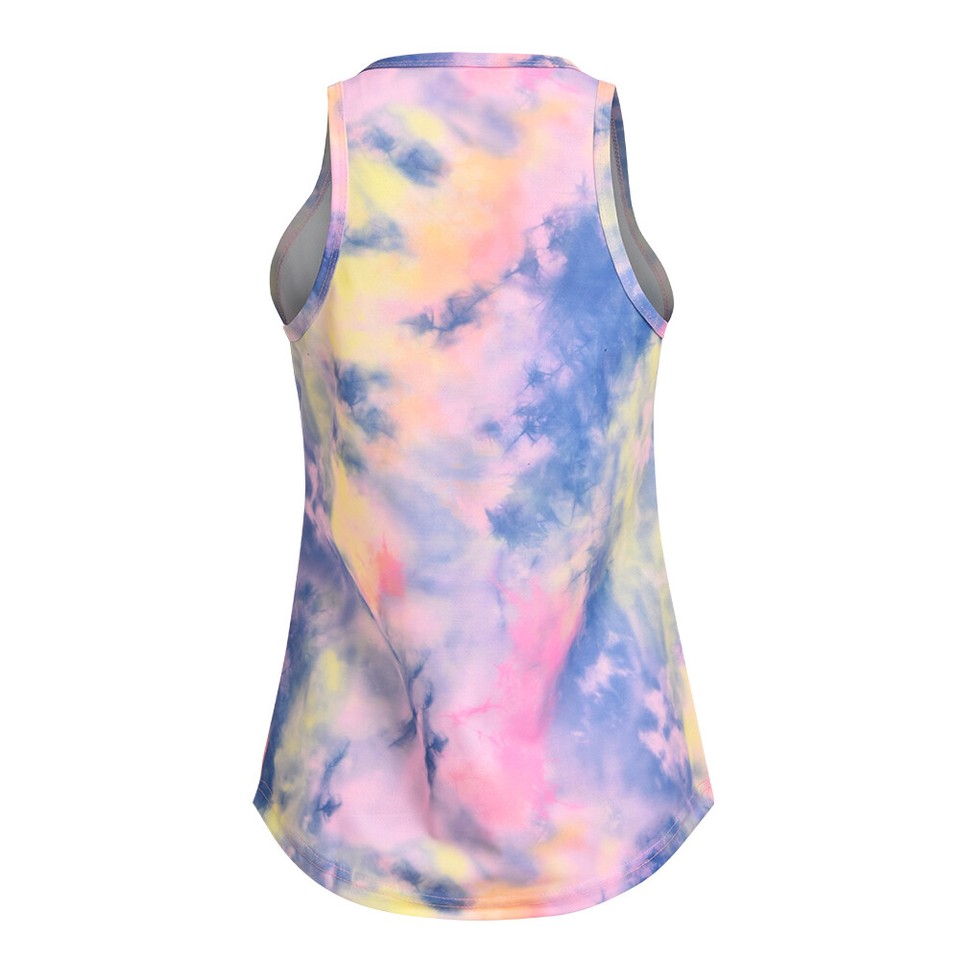Womens Ladies Tie Dye Sleeveless Tank Tops Summer Camisole Loose Vest T