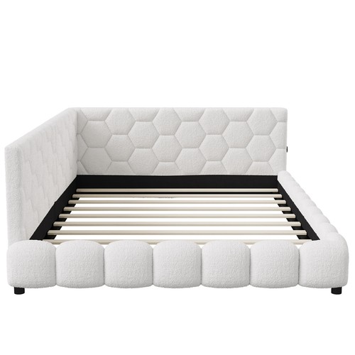 Tagesbett 2in1 Schlafsofa Polsterbett 140x200 Bettgestell mit Lattenrost LED&USB - Bild 3 von 11
