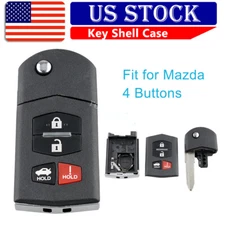 Remote Flip Key Fob Shell Case 4 Buttons for 2010 2011 2012 2013 Mazda Speed 3