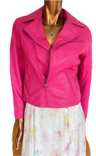 Ralph Lauren Lamb Leather Cropped Jacket, Pink/cerise Biker Jacket. Teenage 16 Y