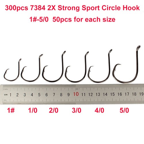 200pcs 2X Strong Offset Sport Circle Fishing Hooks 7384 Black Octopus Fish Hooks - Picture 10 of 42
