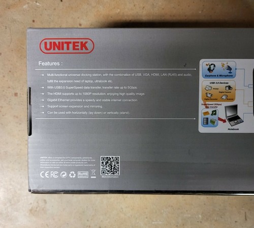 UNITEK USB 3.0 Universal Docking Station Video Monitor 5.1 Channel HDMI VGA - Picture 4 of 6