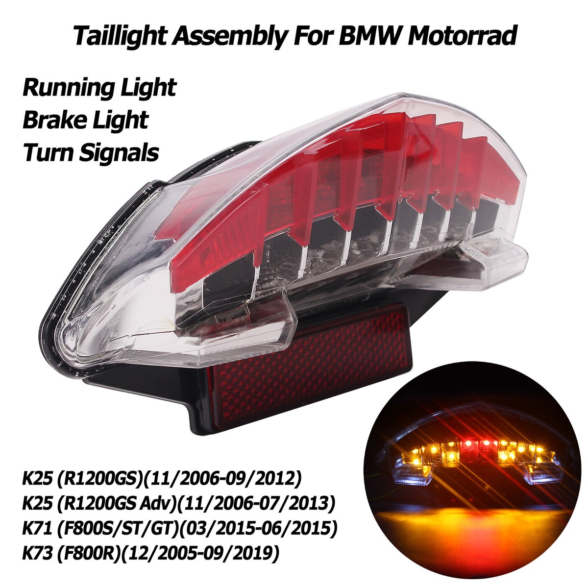 バイクのテールブレーキライト オートバイ用リアライト LED ブレーキ テールライト ストップ ターンシグナル 方向指示器 ウインカ 方向指示器 オートバイ  LED リアウインカーテールストップライトランプ統合 YZF R3 YZF-R25 FZ07 MT07 FZ オートバイの 方向指示器 R25用 ... バイクのテールブレーキライト 12V オートバイアクセサリー リアターンライト LEDブレーキライト テールストップ ターンシグナル