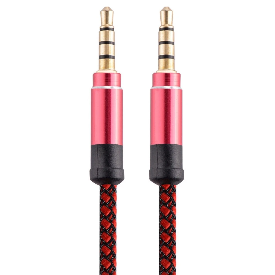 3.5mm Male to Male Aux Cable Cord Car Audio PC Headphone Jack Red 9FT X3pcs - Image 3 of 3