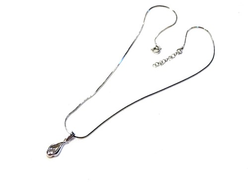 Bijou argent 925 collier pendentif solitaire zirconium sur chaine necklace - Picture 3 of 3