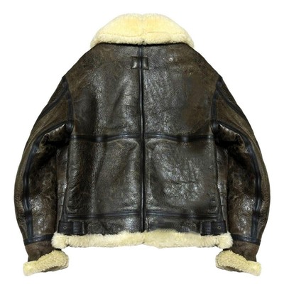 AVIREX B-3 Mouton Leather Flight Bomber Jacket men Size 36 Color  