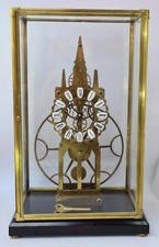 VINTAGE BIG WHEEL UNDER DOME SKELETON CLOCK