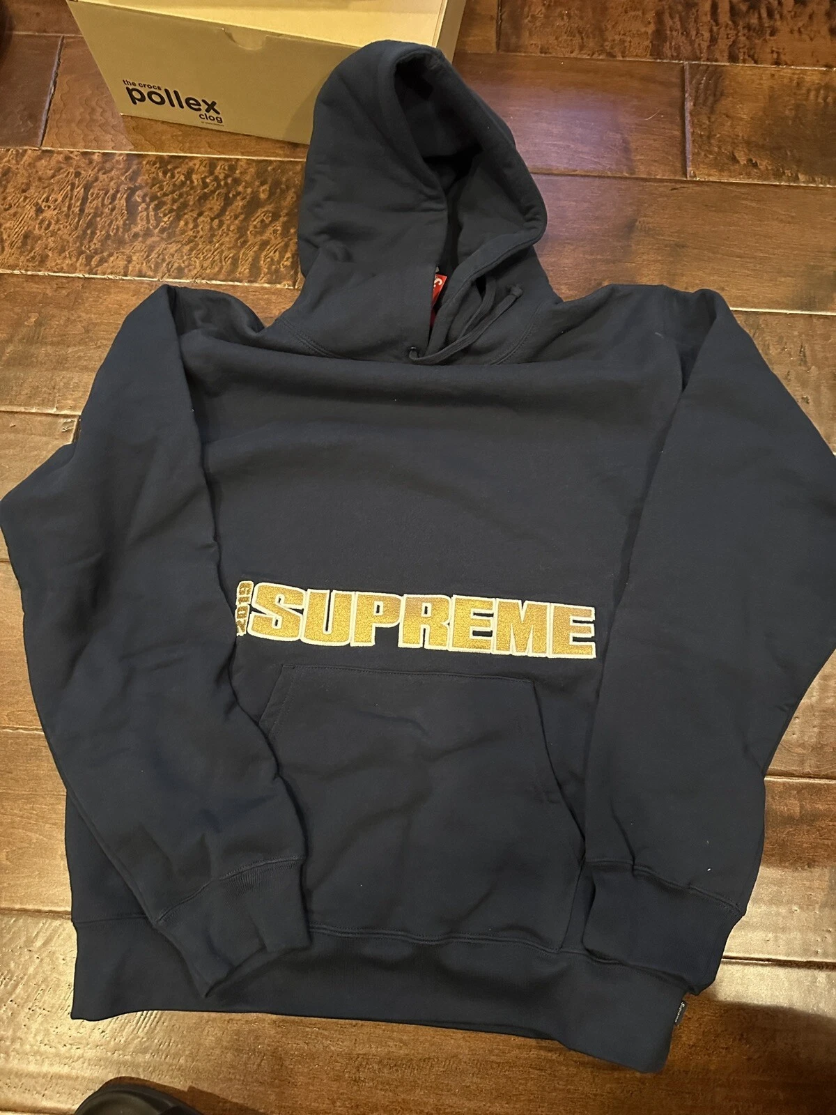 Sweat shirt à capuche Supreme Blockbuster bleu marine taille XL extra large or