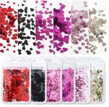 Heart Glitter Nail Art Decoration Red Pink Black DIY Nails Craft Decor