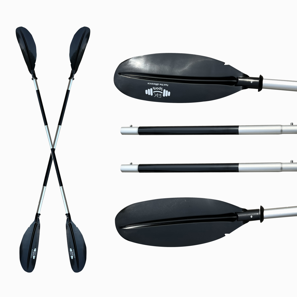 Boat Oars Kayak Paddles Detachable Aluminum Alloy for Dinghy Canoe Raft