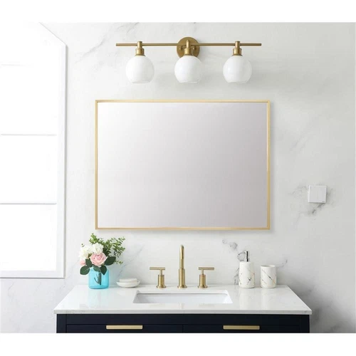 Elegant Decor Grace 27x36" Modern Aluminum Rectangle Mirror in Gold - Picture 2 of 5