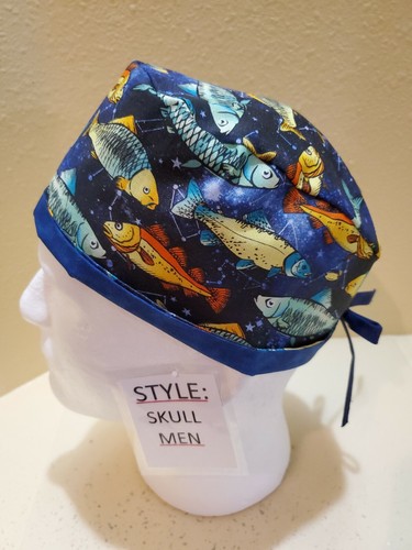 Fish on blue Men's Skull/Chemo Surgical 