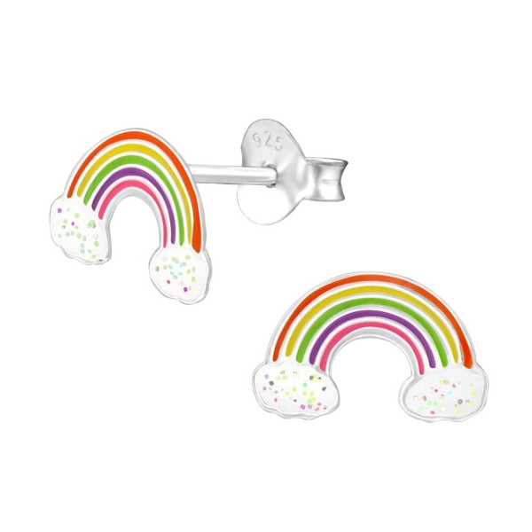 1 Paar Ohrringe Ohrstecker 925 Sterling Silber Regenbogen-image