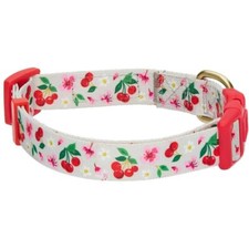 7 Patterns Cherry Garden Grey Adjustable Dog Collar with Dainty Flowers Small...
