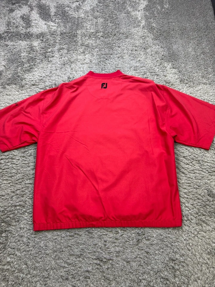 Footjoy Jacket Men Medium Red V Neck Short Sleeve Windshirt Golf Windbreaker Vtg - Image 2 of 4