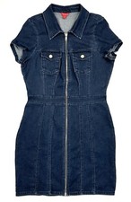 Vintage Guess Denim Dress Size M Full Zip Flap Pocket